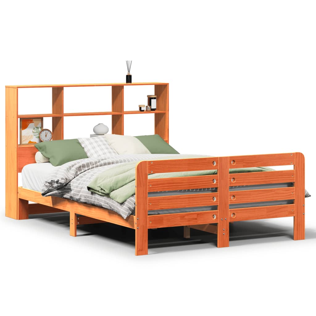 Bed Frame without Mattress Wax Brown 140x200 cm Solid Wood Pine