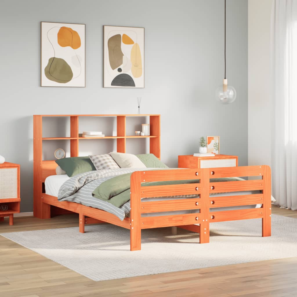Bed Frame without Mattress Wax Brown 140x200 cm Solid Wood Pine