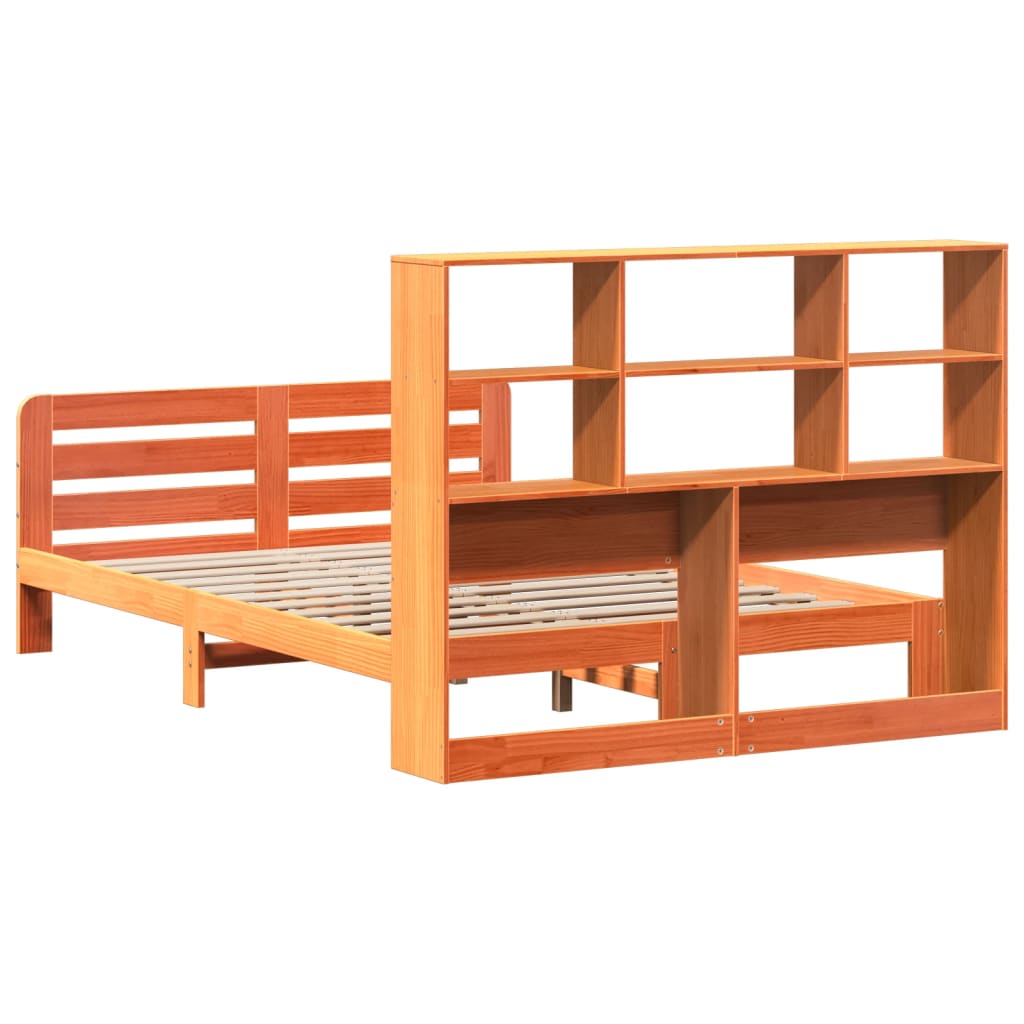 Bed Frame without Mattress Wax Brown 150x200 cm King Size Solid Wood Pine