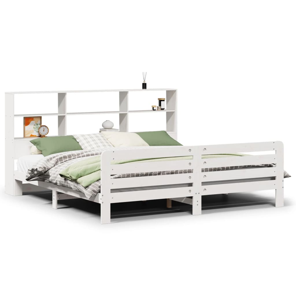 Bed Frame without Mattress White 180x200 cm Super King Solid Wood Pine