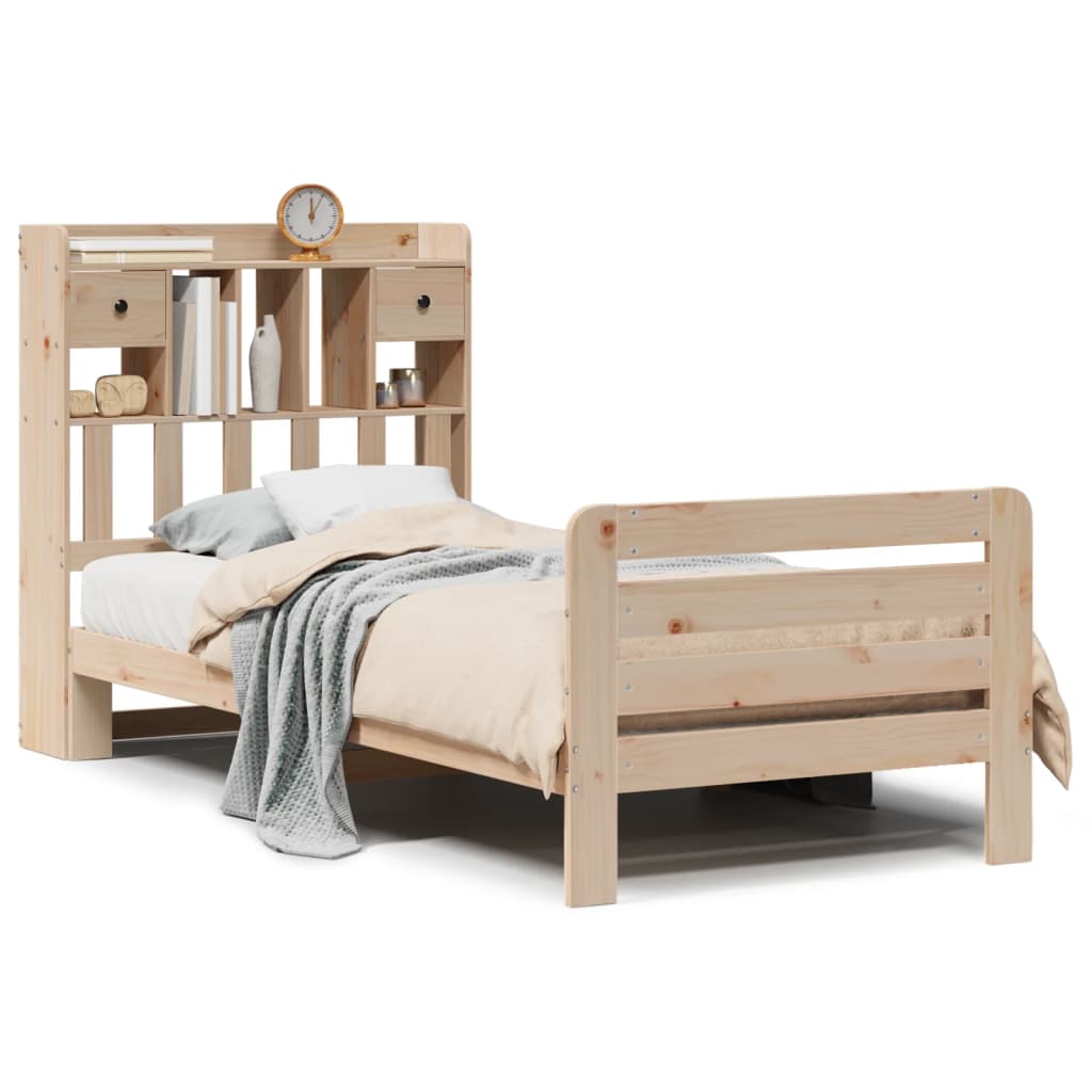 Bookcase Bed without Mattress 90x200 cm Solid Wood Pine
