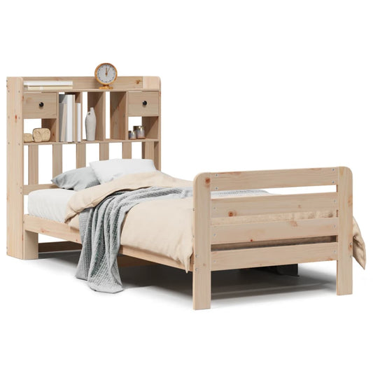 Bookcase Bed | Natural | Solid Pine Wood | Double | Bookcase Bed