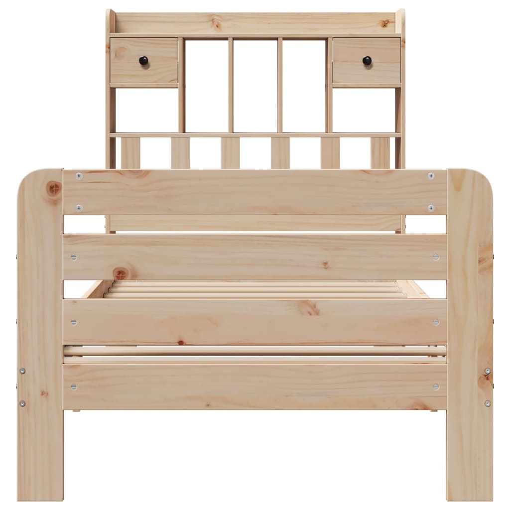 Bookcase Bed without Mattress 90x200 cm Solid Wood Pine