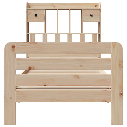 Bookcase Bed without Mattress 90x200 cm Solid Wood Pine