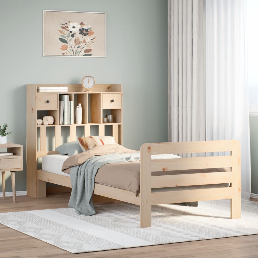 Bookcase Bed without Mattress 90x200 cm Solid Wood Pine