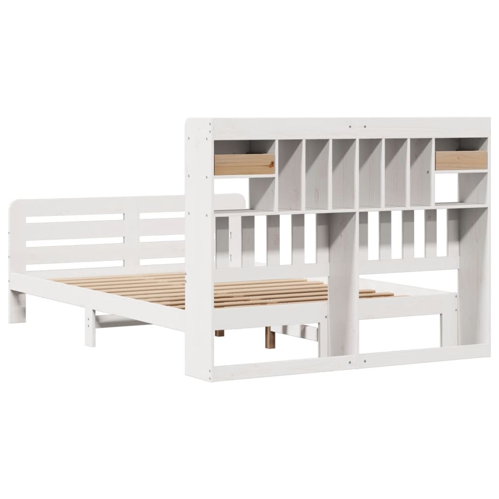 Bookcase Bed without Mattress White 160x200 cm Solid Wood Pine