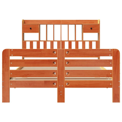 Bookcase Bed without Mattress Wax Brown 160x200 cm Solid Wood Pine