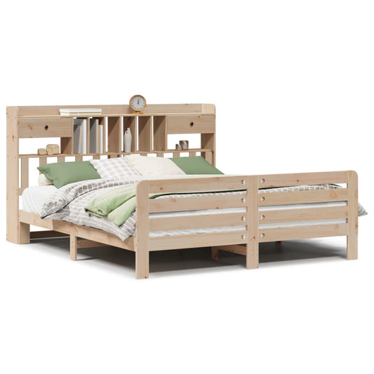 Bookcase Bed without Mattress 180x200 cm Super King Solid Wood Pine