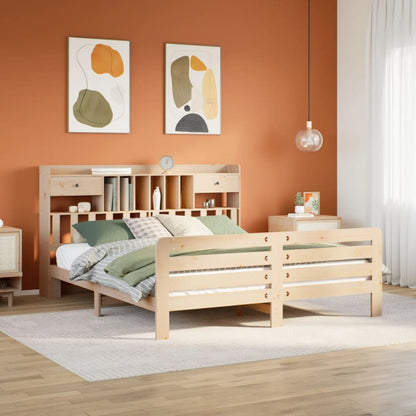 Bookcase Bed without Mattress 180x200 cm Super King Solid Wood Pine