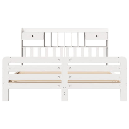 Bookcase Bed without Mattress White 180x200 cm Super King Solid Wood Pine