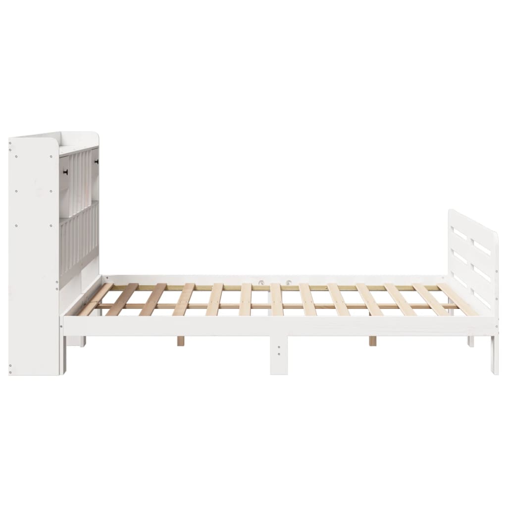 Bookcase Bed without Mattress White 140x190 cm Solid Wood Pine