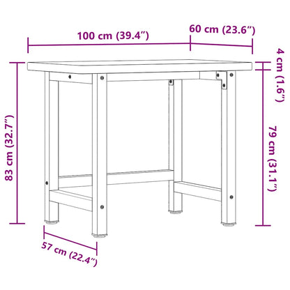 Workbench 100x60x83 cm Solid Wood Beech Rectangular