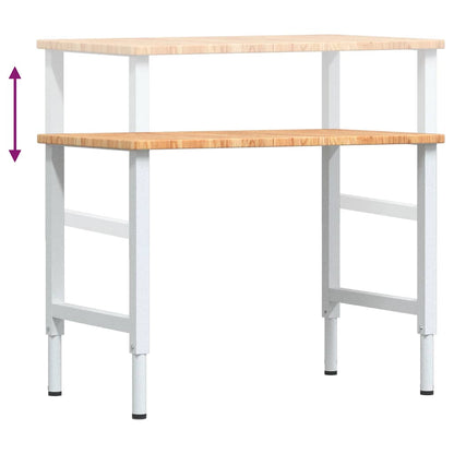 Workbench Light Brown 100x60x(71.5-98) cm Solid Wood Oak Rectangular