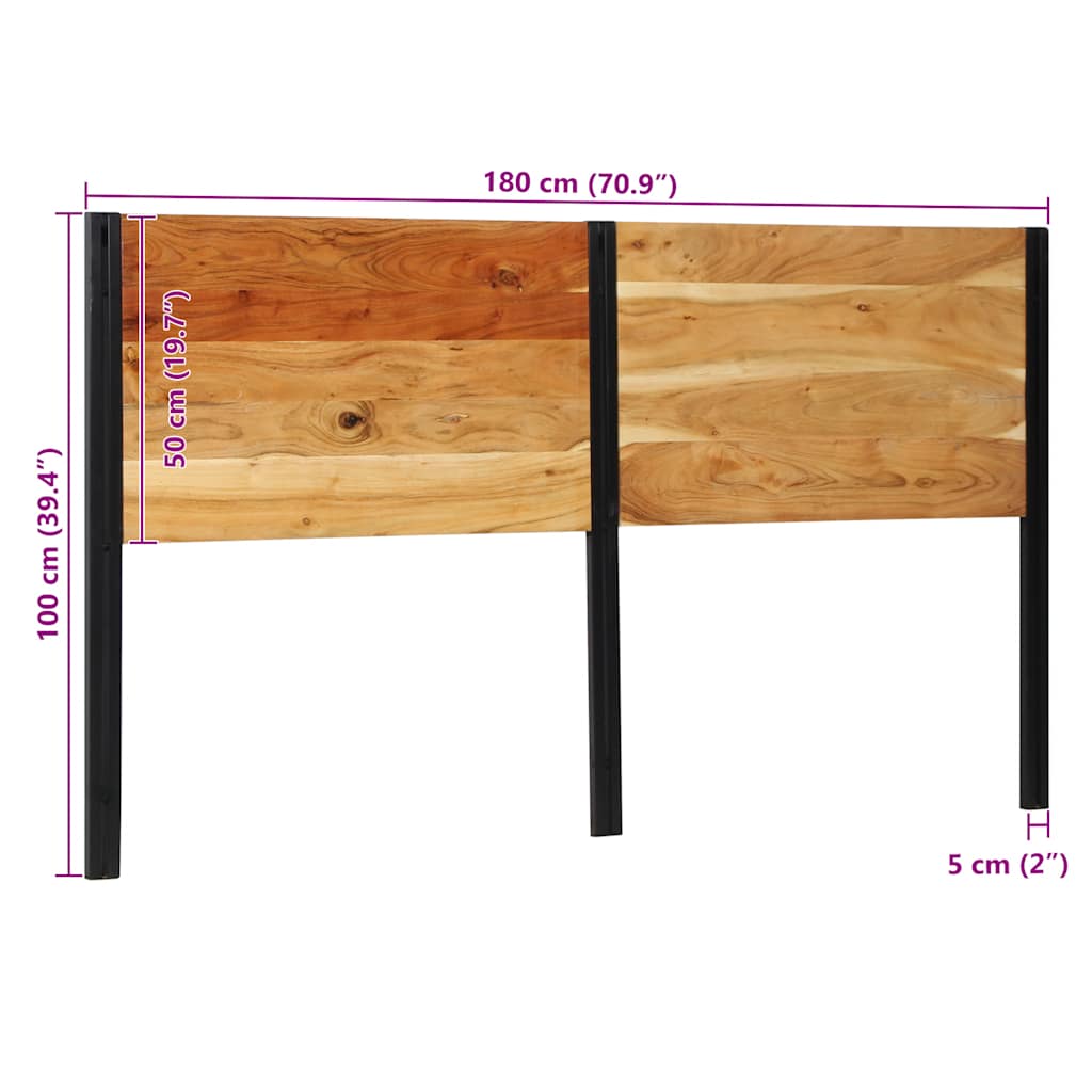 Headboard 180 cm Solid Wood Acacia and Iron