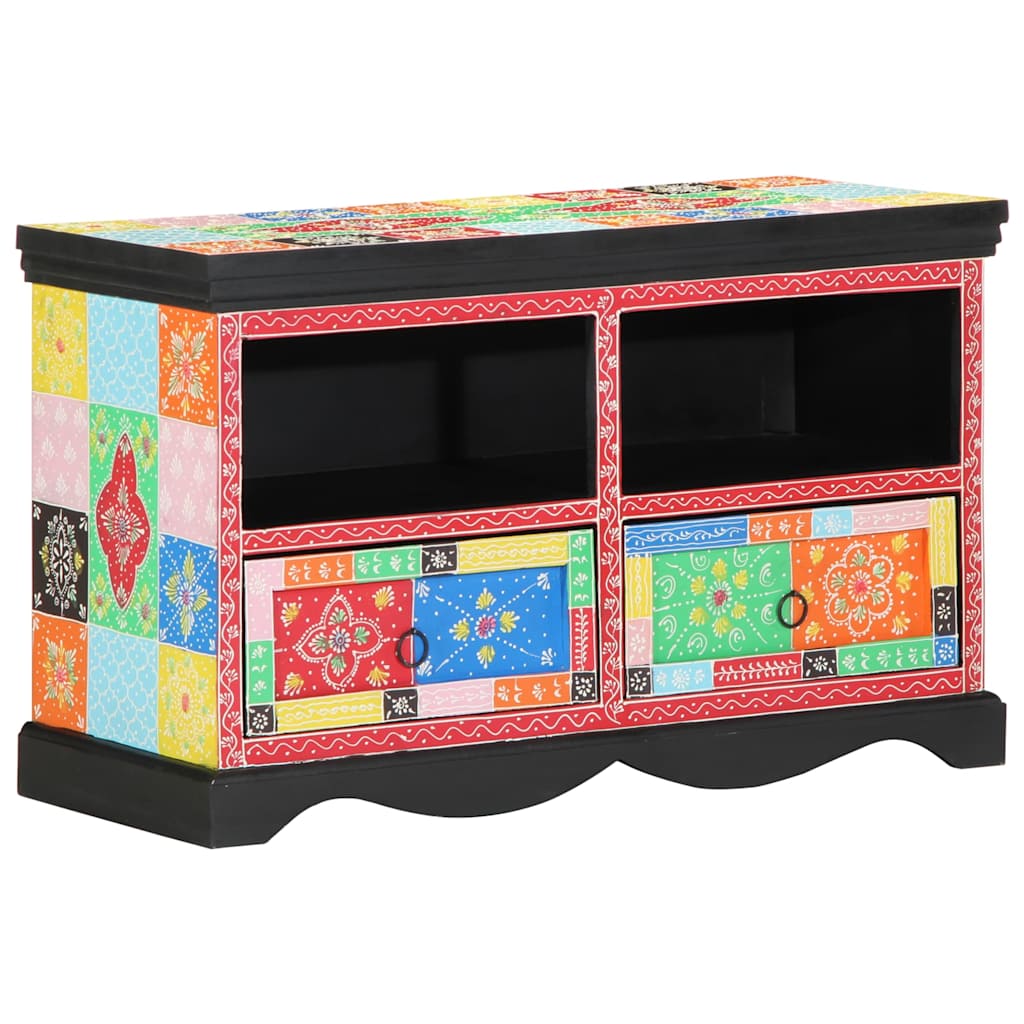 TV Cabinet Multicolour 80 x 35 x 50 cm Solid Mango Wood