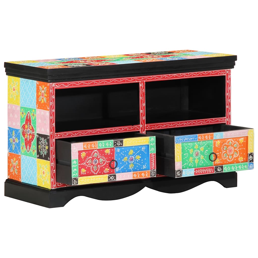 TV Cabinet Multicolour 80 x 35 x 50 cm Solid Mango Wood