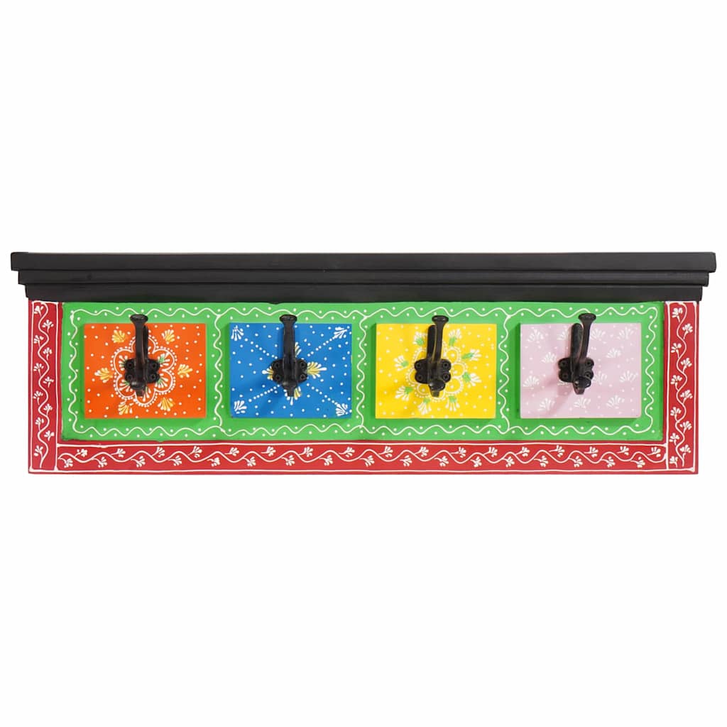 Coat Rack Black 80 x 25 x 2 cm Solid Mango Wood