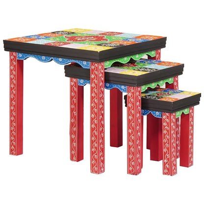 Square Table 3 pcs Multicolour