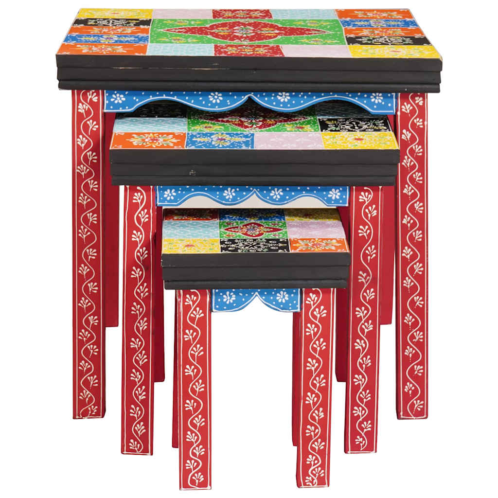 Square Table 3 pcs Multicolour