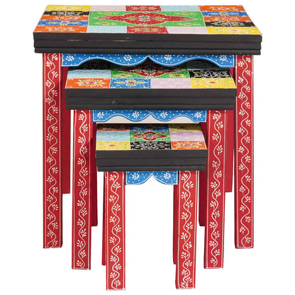 Square Table 3 pcs Multicolour