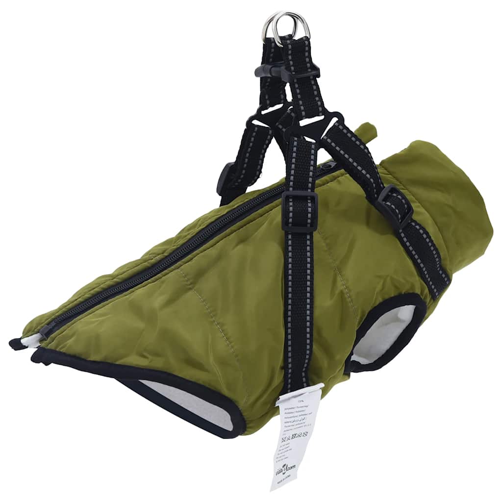 Dog Coat with Harness Waterproof Reflective Army Green XL