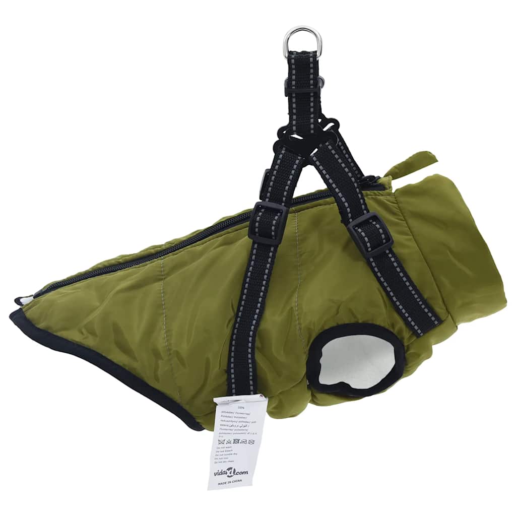 Dog Coat with Harness Waterproof Reflective Army Green XL
