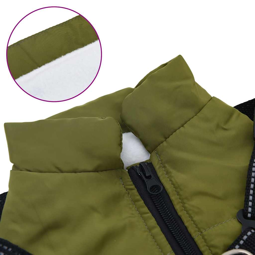 Dog Coat with Harness Waterproof Reflective Army Green XL