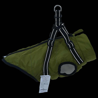 Dog Coat with Harness Waterproof Reflective Army Green 2XL