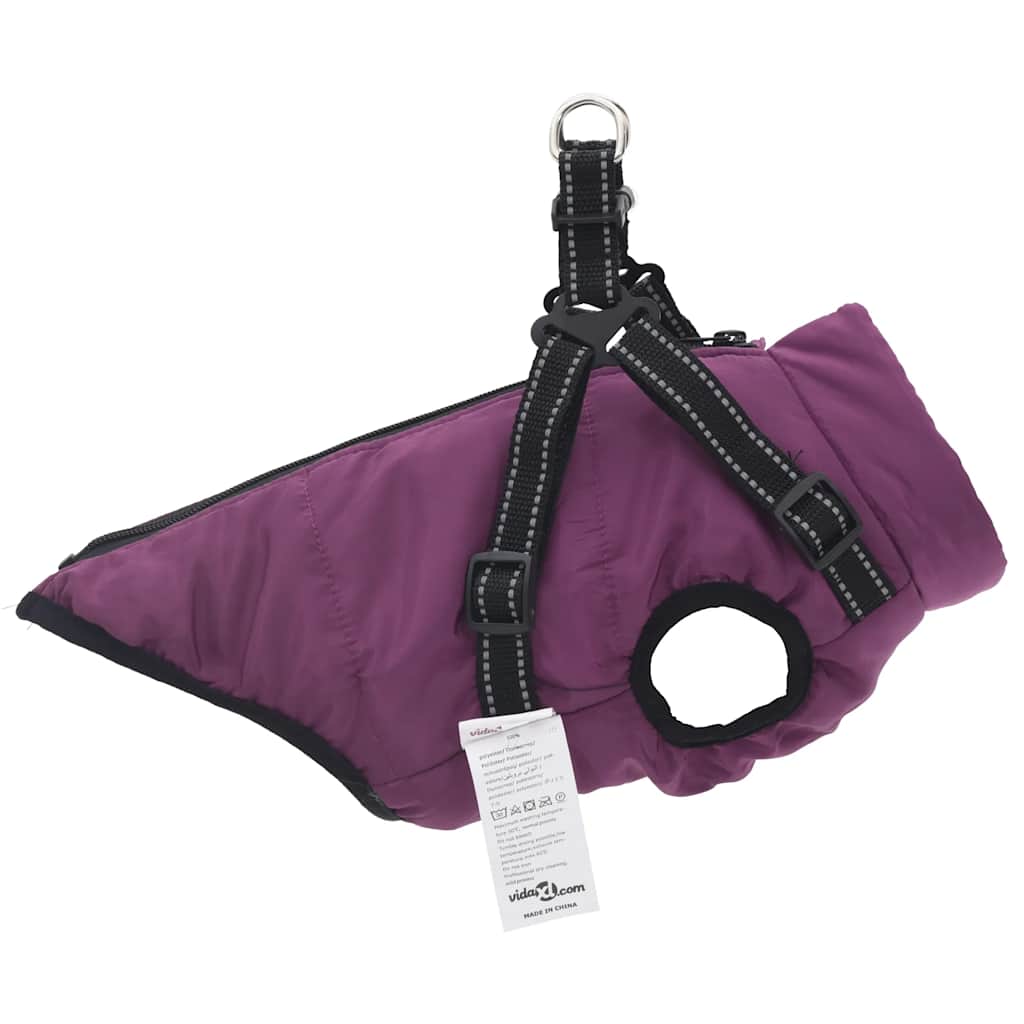 Dog Coat with Harness Waterproof Reflective Purple S