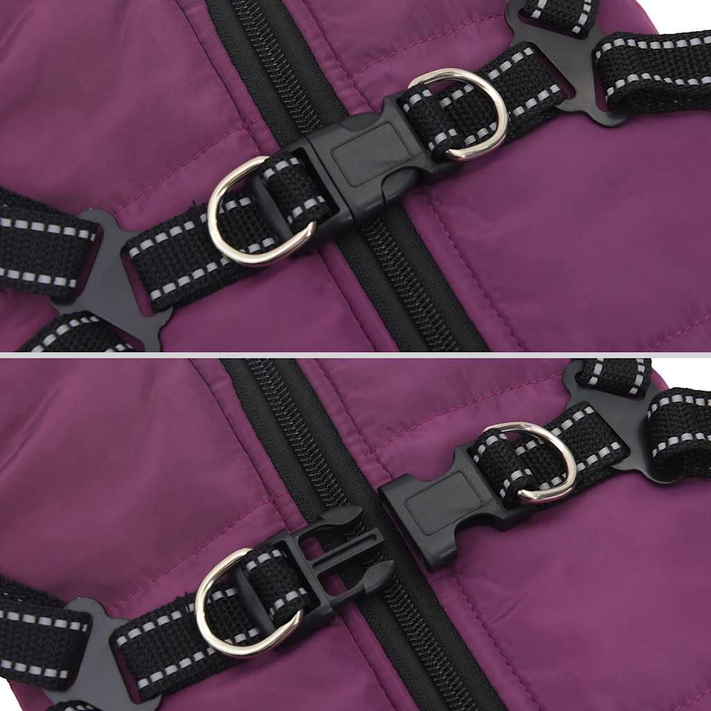 Dog Coat with Harness Waterproof Reflective Purple L