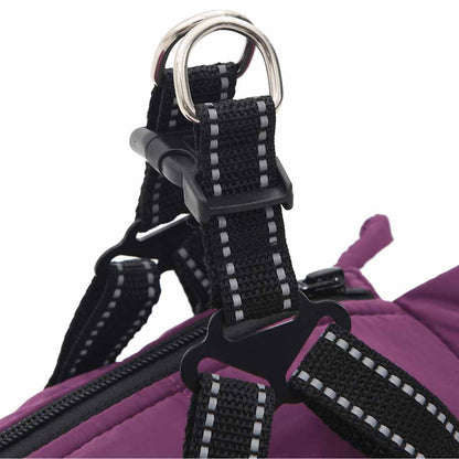 Dog Coat with Harness Waterproof Reflective Purple 2XL