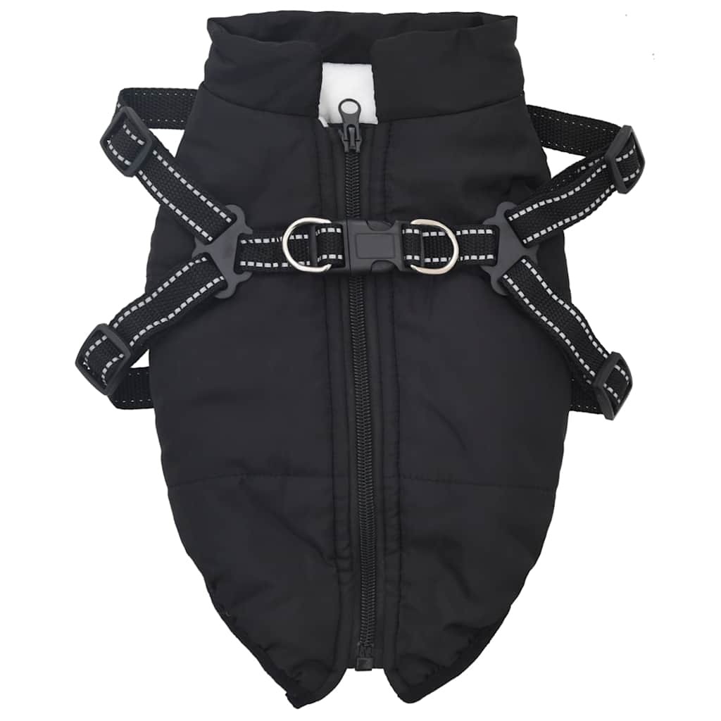 Dog Coat with Harness Waterproof Reflective Black L