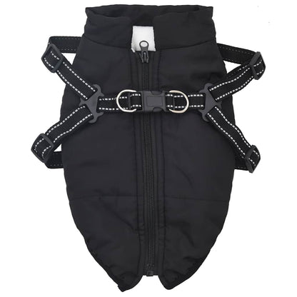 Dog Coat with Harness Waterproof Reflective Black L