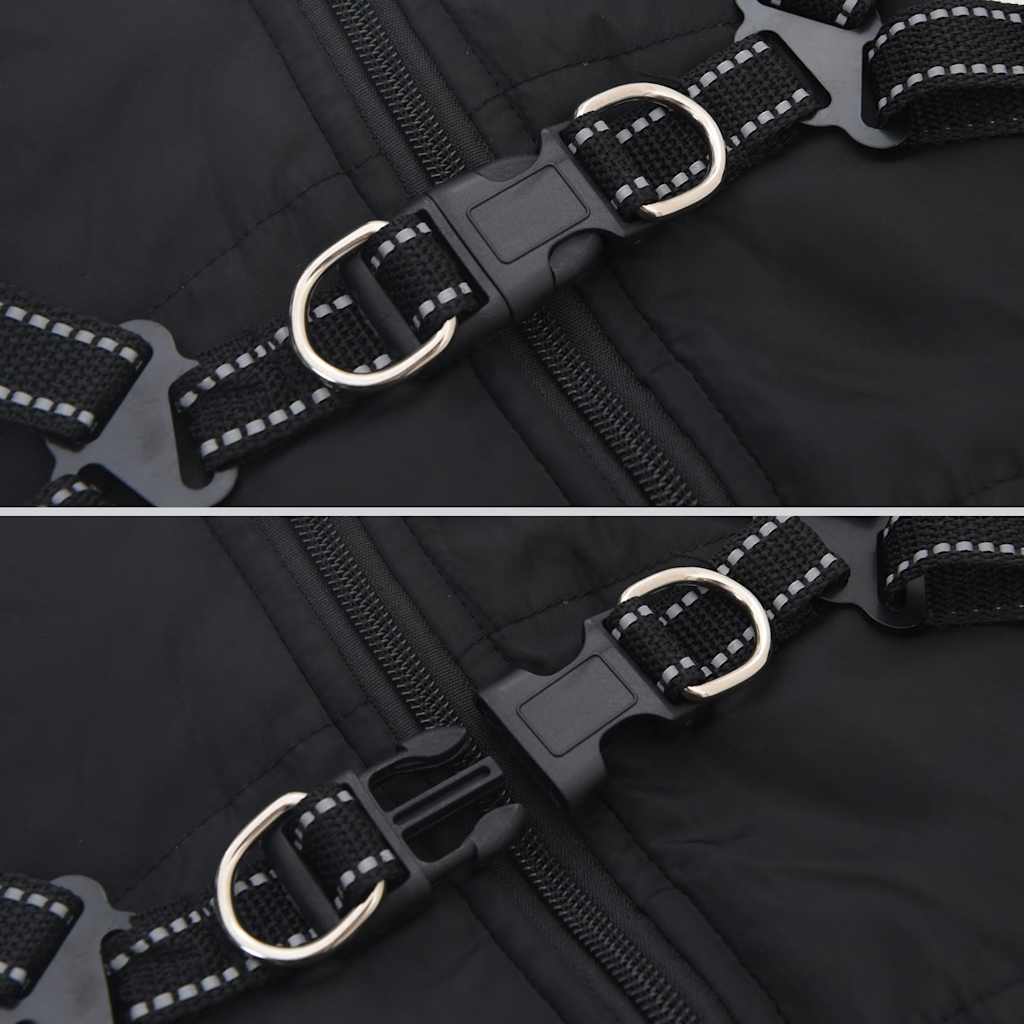 Dog Coat with Harness Waterproof Reflective Black XL