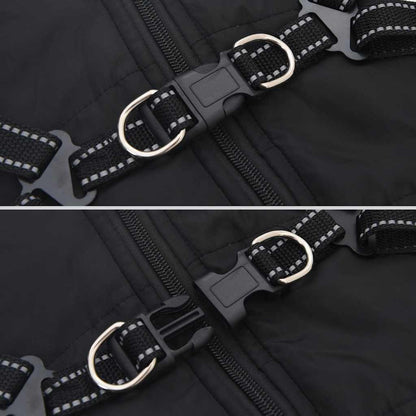 Dog Coat with Harness Waterproof Reflective Black XL