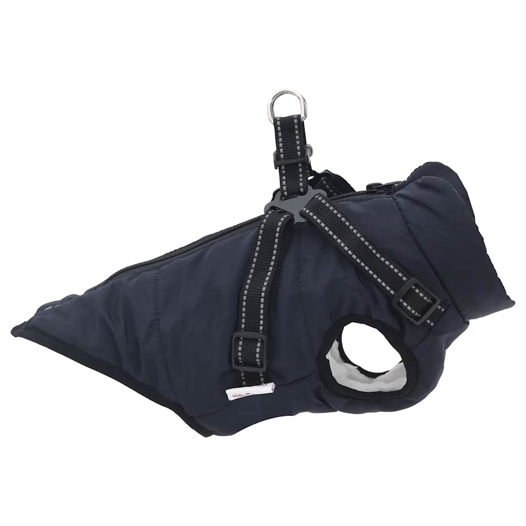 Dog Coat with Harness Waterproof Reflective Navy Blue L