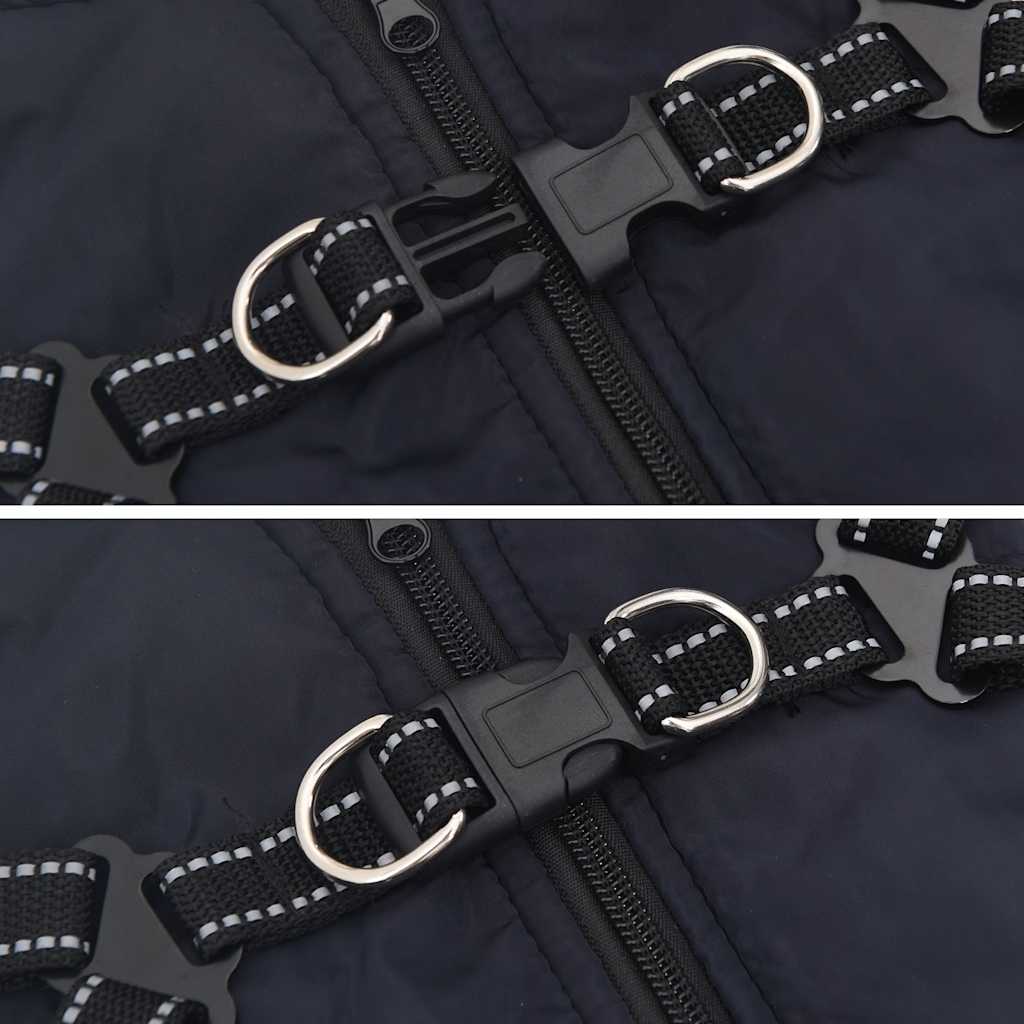 Dog Coat with Harness Waterproof Reflective Navy Blue L