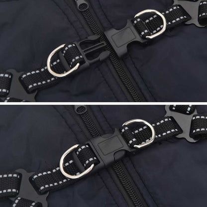 Dog Coat with Harness Waterproof Reflective Navy Blue L