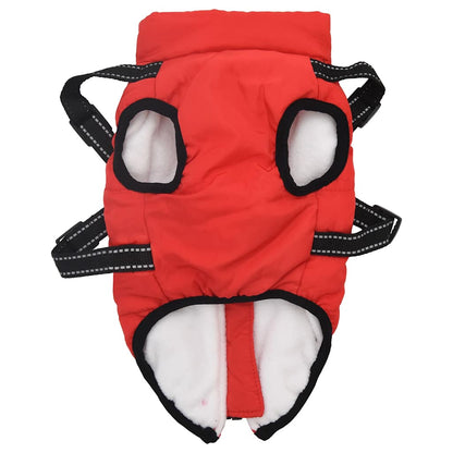 Dog Coat with Harness Waterproof Reflective Red S