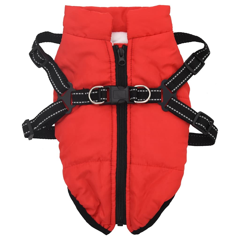 Dog Coat with Harness Waterproof Reflective Red M
