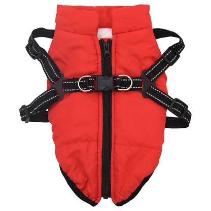 Dog Coat with Harness Waterproof Reflective Red M