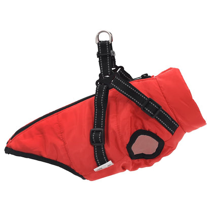 Dog Coat with Harness Waterproof Reflective Red M
