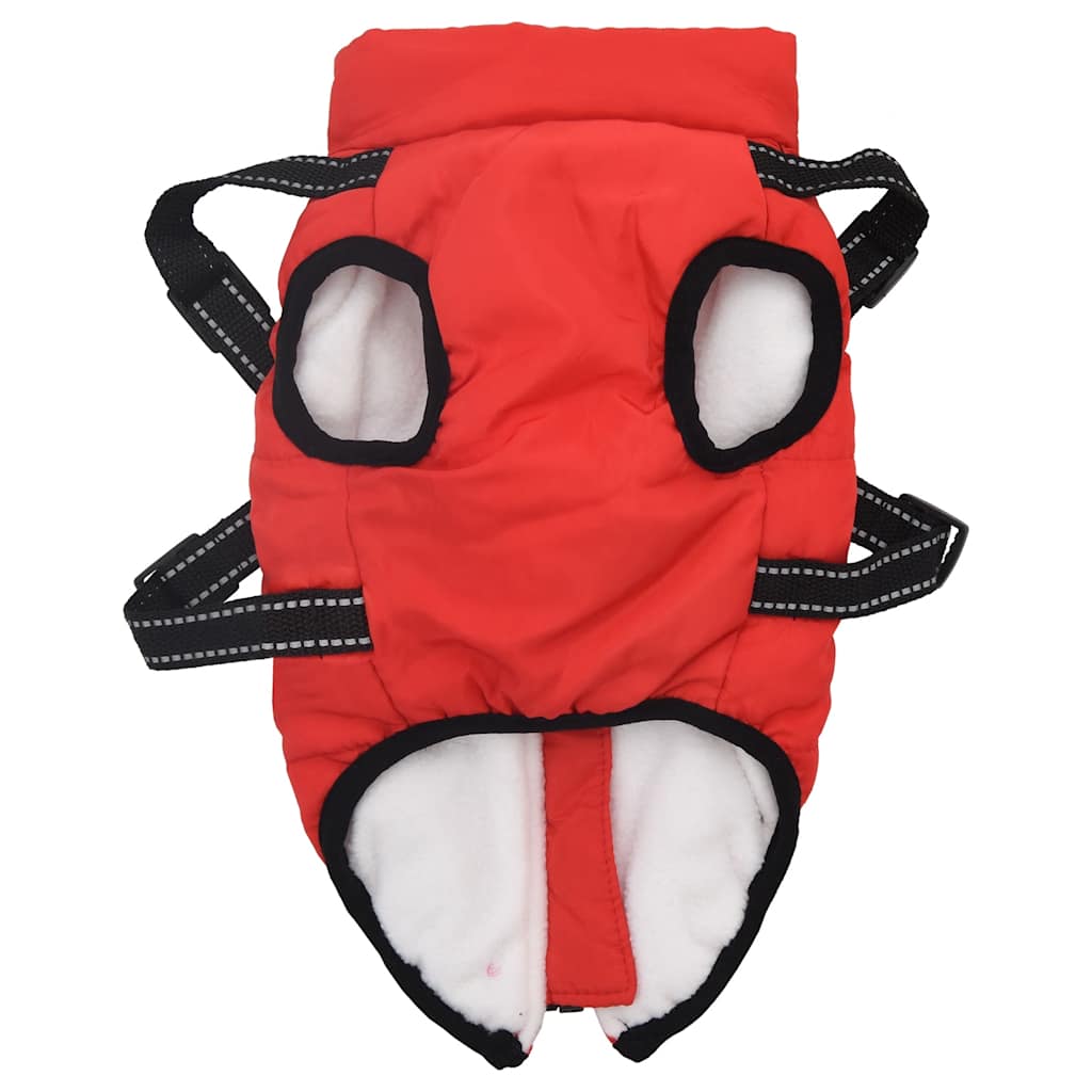 Dog Coat with Harness Waterproof Reflective Red M