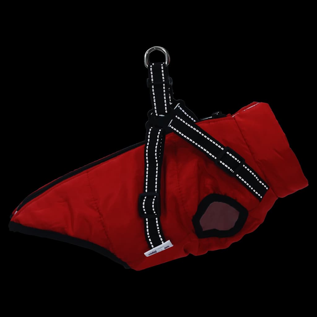 Dog Coat with Harness Waterproof Reflective Red M