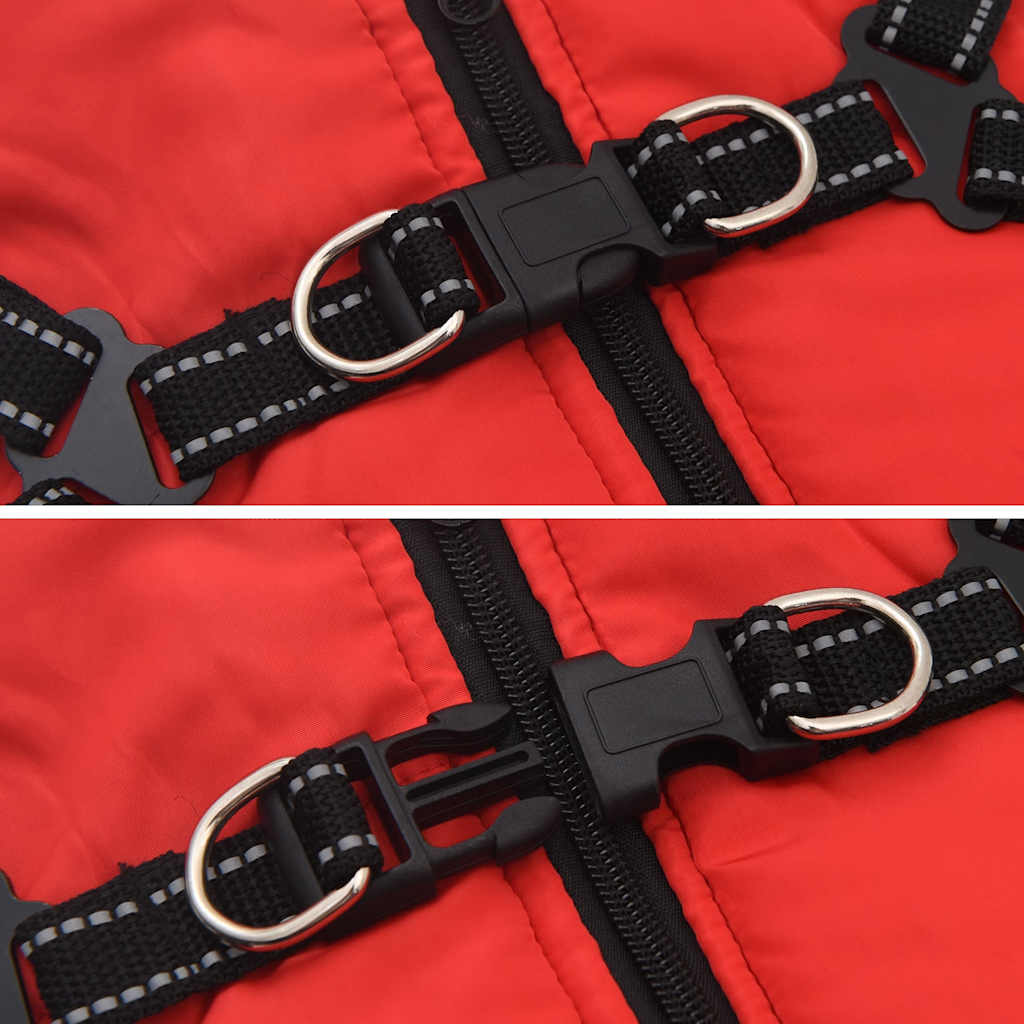 Dog Coat with Harness Waterproof Reflective Red M