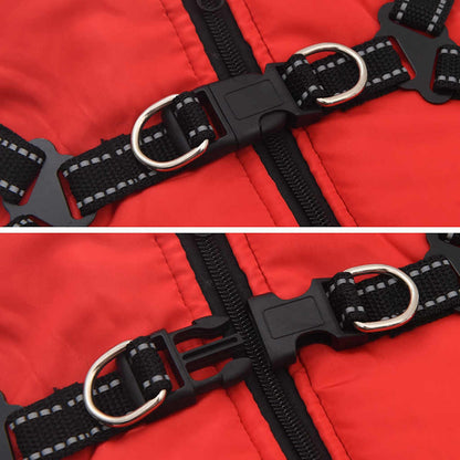 Dog Coat with Harness Waterproof Reflective Red M