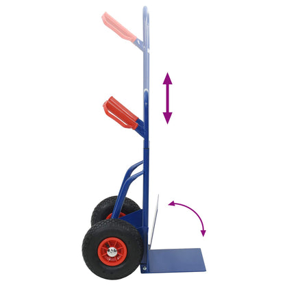 Extendable Hand Trolley Blue and Red 49.5 x 53 x 114 cm Steel