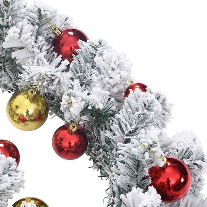 Christmas Garland with Baubles and LED Lights Green 20 m PVC