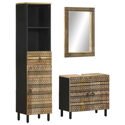 3 Piece Bathroom Furniture Set Solid Wood Mango