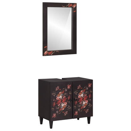 Bathroom Cabinet Set Wall-mounted 2 pcs Solid Mango Wood